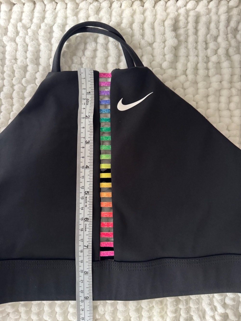 Nike Women's Black Sports Bra with Rainbow Stripe - Picture 5 of 8